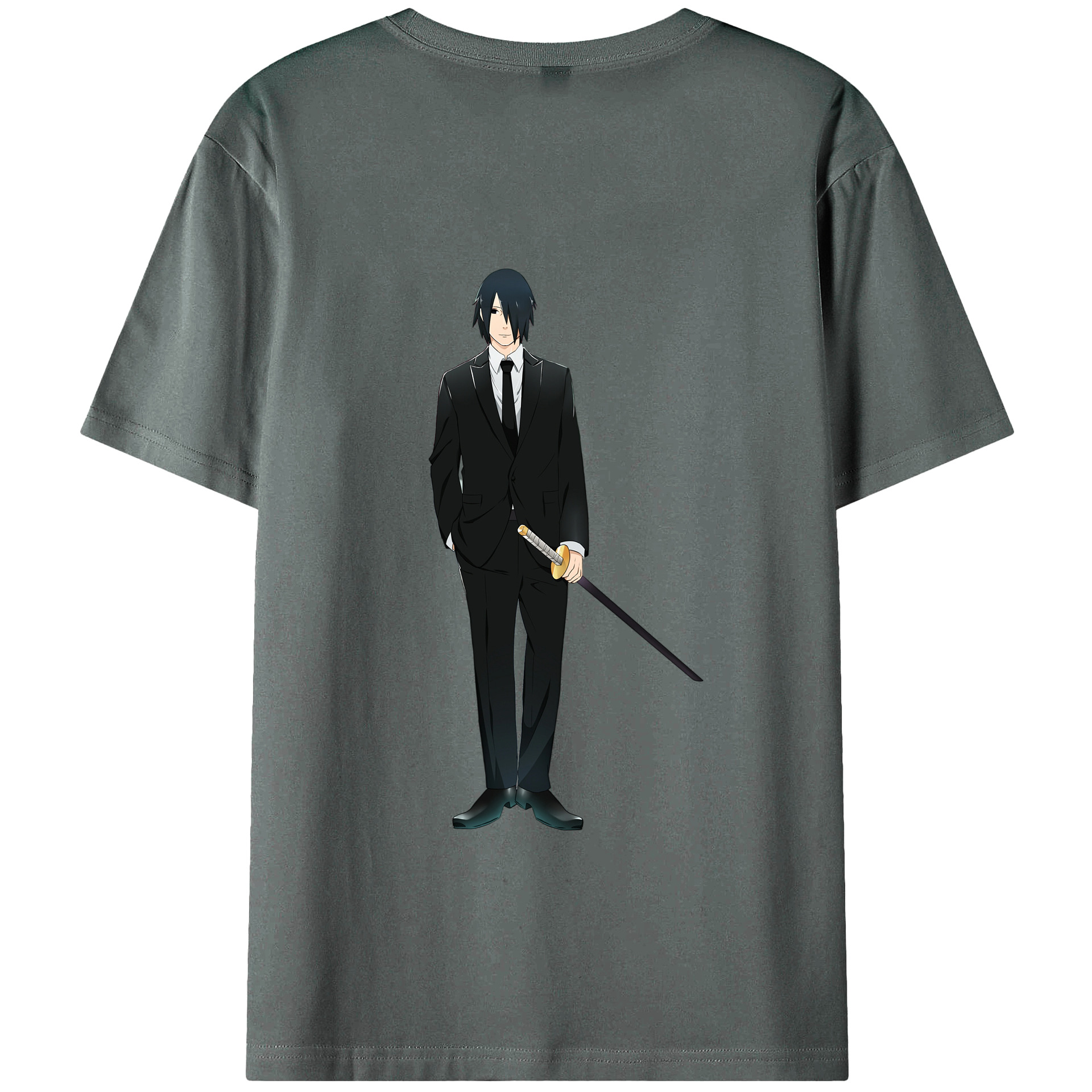 （画像用） NARUTO -ナルト- うちは サスケ Uchiha Sasuke 綿100％ メンズ半袖Tシャツ（バックプリント） 通気性
